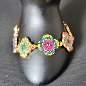Colorful Clover Mandala Bracelet